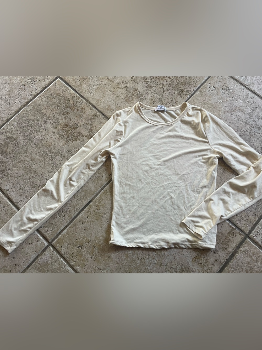 Everyday Long-Sleeve Crew Neck Top in Cream